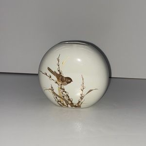 Vintage Otprul Chickadee willows bud vase Gibson greeting cards gold rim